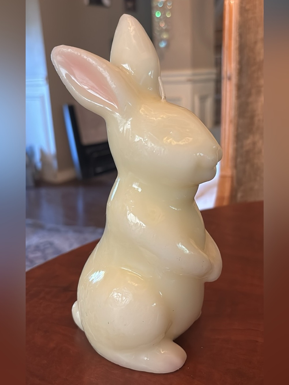 White Bunny Candle Pink Ears Cute Spring Easter Decoration NEW